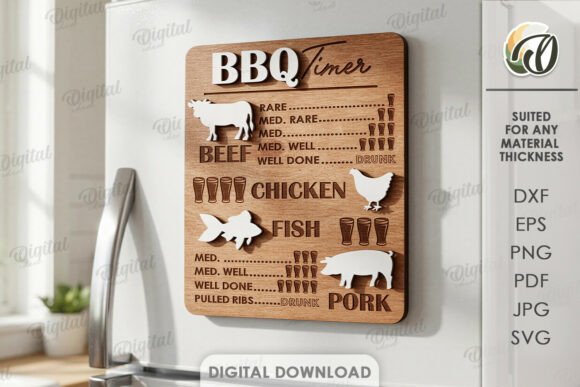 3D BBQ Timer Magnet Laser Cut for Other Home Decor