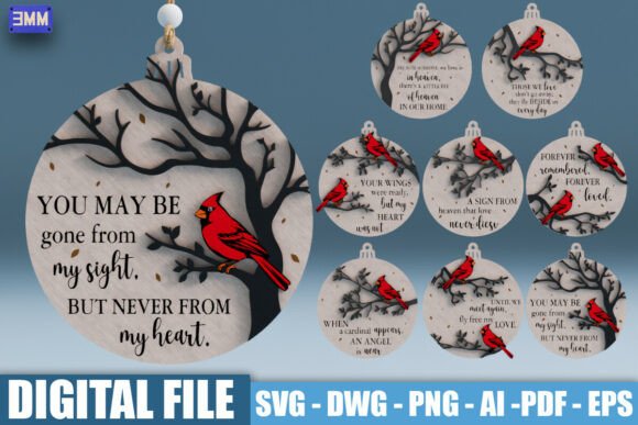 3D Cardinal Grief Quote SVG DXF: Laser Cutting Stands