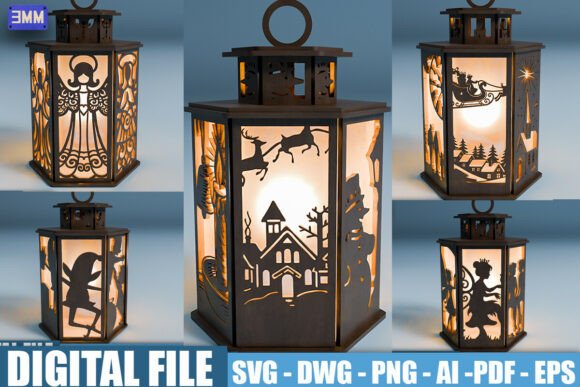 3D Christmas Lantern Bundle SVG DXF