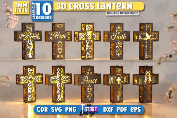 3D Cross Lantern Laser Cut Bundle CNC