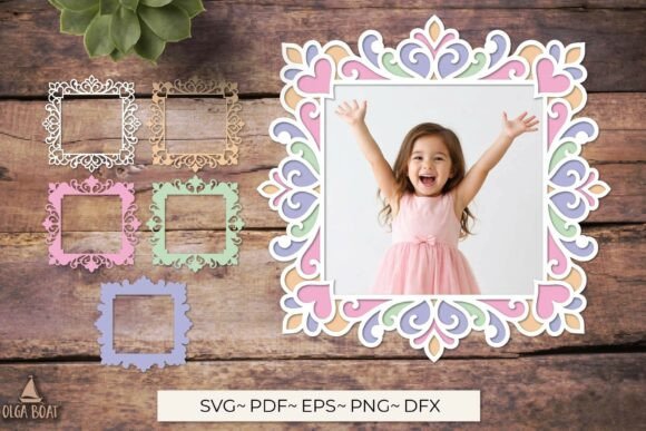 3D Heart Square Frame SVG Papercut: Fantasy And Fairy Tales
