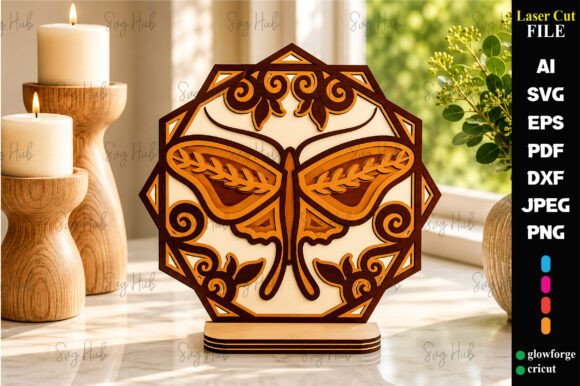 3D Lunar Moth Layered Laser Cut