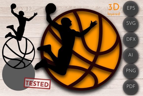 Basketball 3D Layered SVG, Laser Cut Keychains
