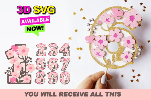 Cherry Blossom Numbers 3D SVG Review