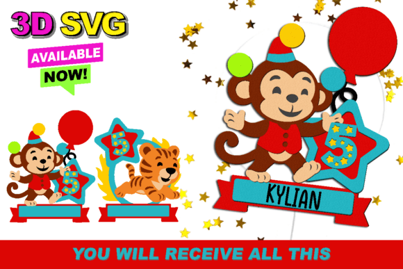 Circus Cake Topper 3D SVG Graphics for Crafts