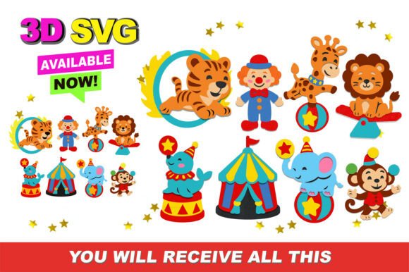 Circus Elements 3D SVG Graphics for Crafts and Publishing