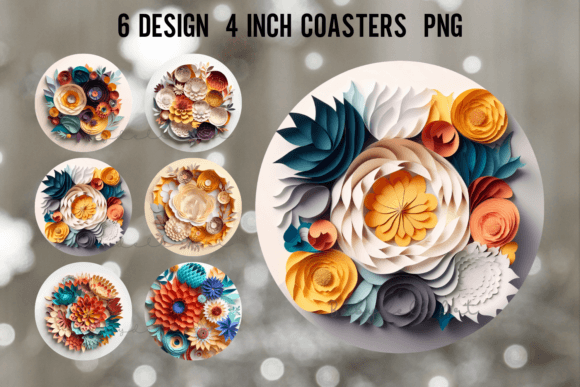 Flower 3D Coaster Round Sublimation Graphics for Crafts