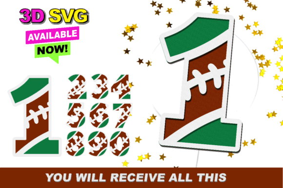 Football Numbers 3D SVG for Brand Identity and Shapes