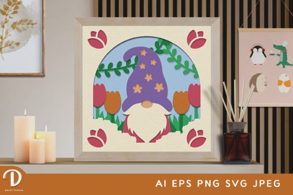 Garden Gnome 3D SVG – Spring Shadow Box