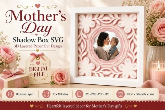 Mother s Day Shadow Box SVG 3D Layered