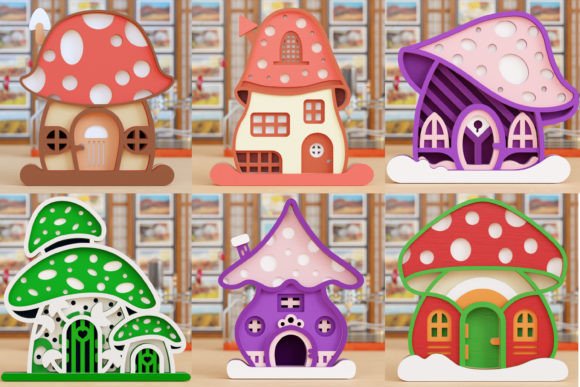 Mushroom House 3D SVG Laser Cut BUNDLE for Ornaments
