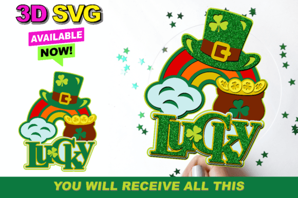 St Patricks Day Lucky Cake Topper 3D SVG