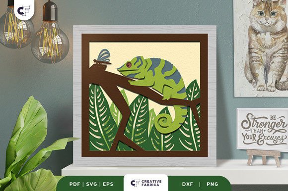 Tropical Chameleon 3D Shadow Box SVG Review