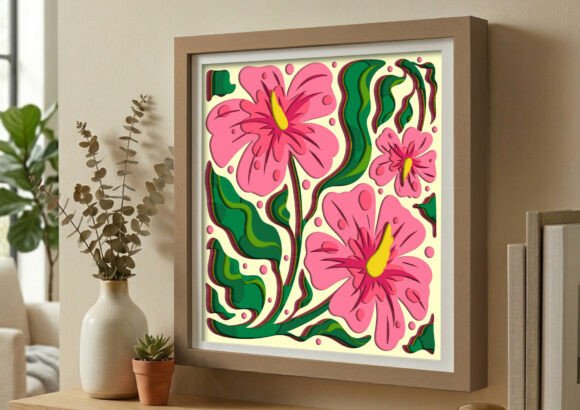 Tropical Pink Hibiscus 3D Shadow Box SVG Review